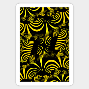 complex design fractal structure in black on a yellow background Sticker